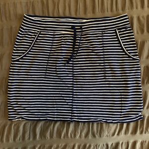 Navy and White Striped Casual Skirt